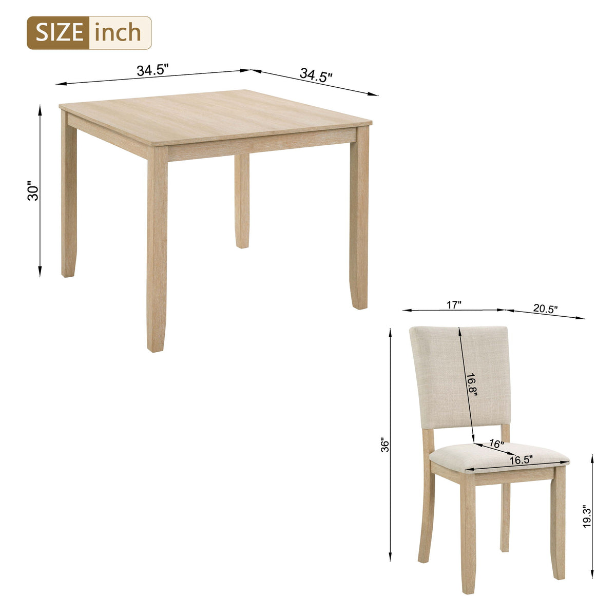 Set de mesa de comedor moderna para 4 personas con 4 sillas