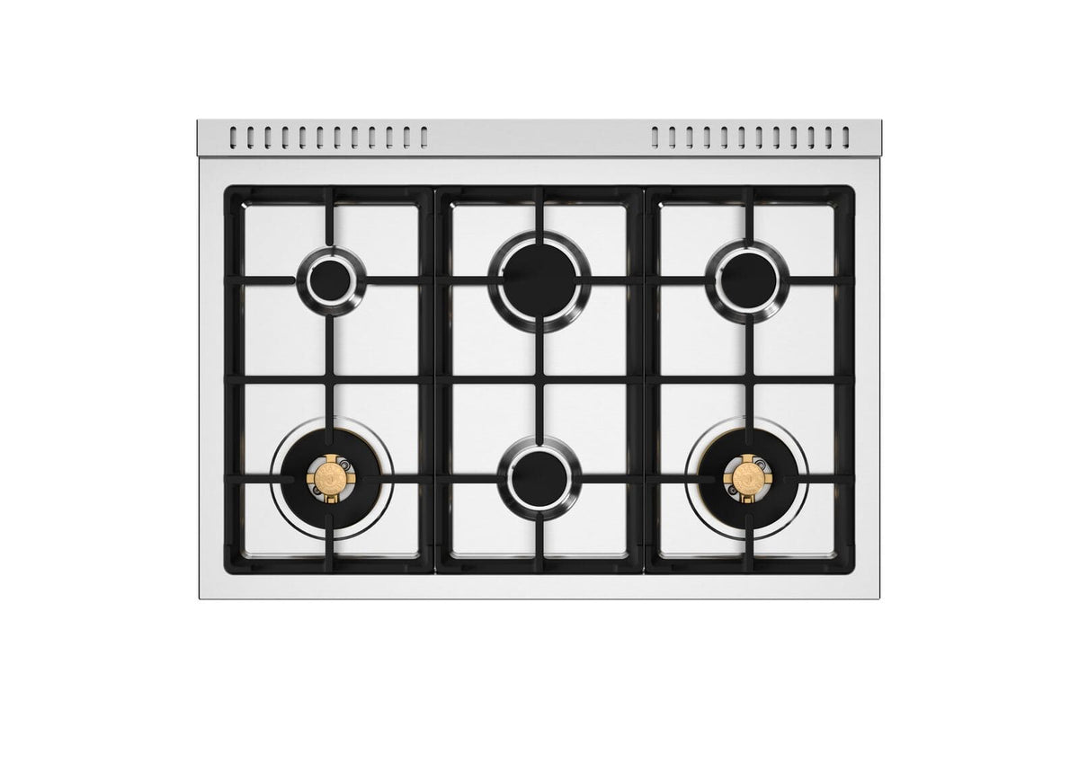 Bertazzoni - 36" Heritage Series Dual Fuel Range - Nero Matt/Gold - Black