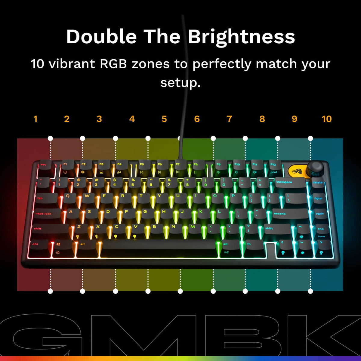 Glorious - GMBK 75% Wired Membrane Gaming Keyboard with Swappable MX-Compatible Keycaps - Black