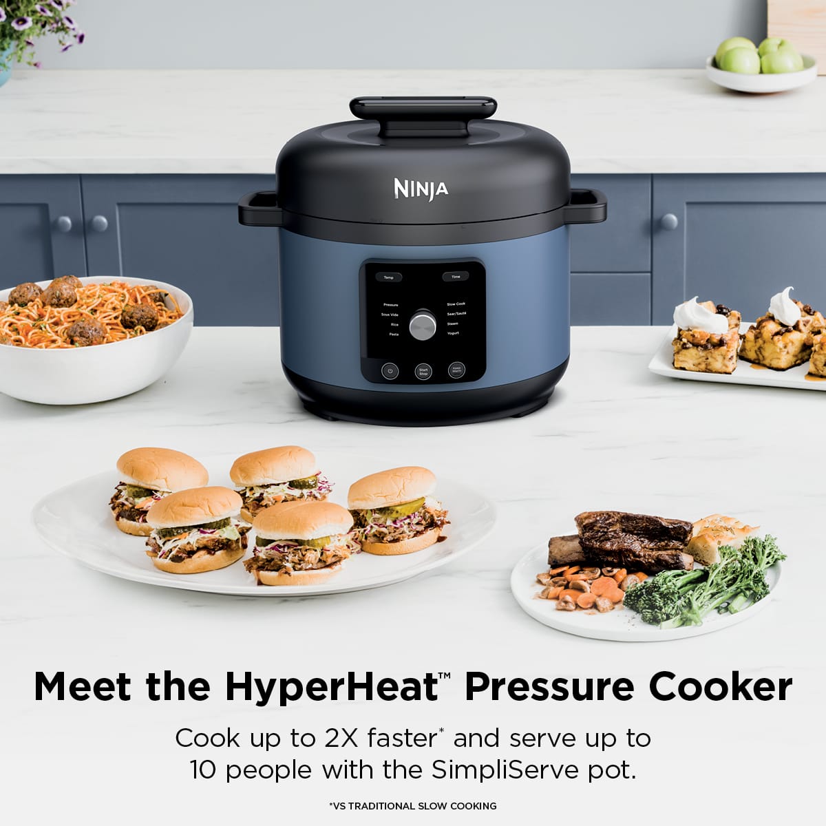 Ninja - HyperHeat 6.5-qt Pressure Cooker - Blue Macaron