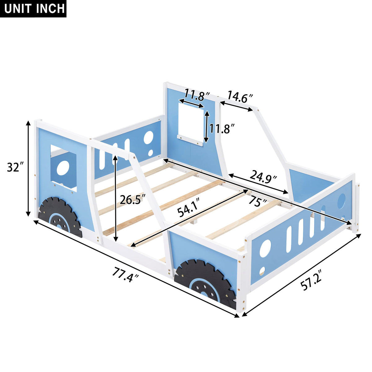 Classic Car Shaped Platform Bed With Wheels
