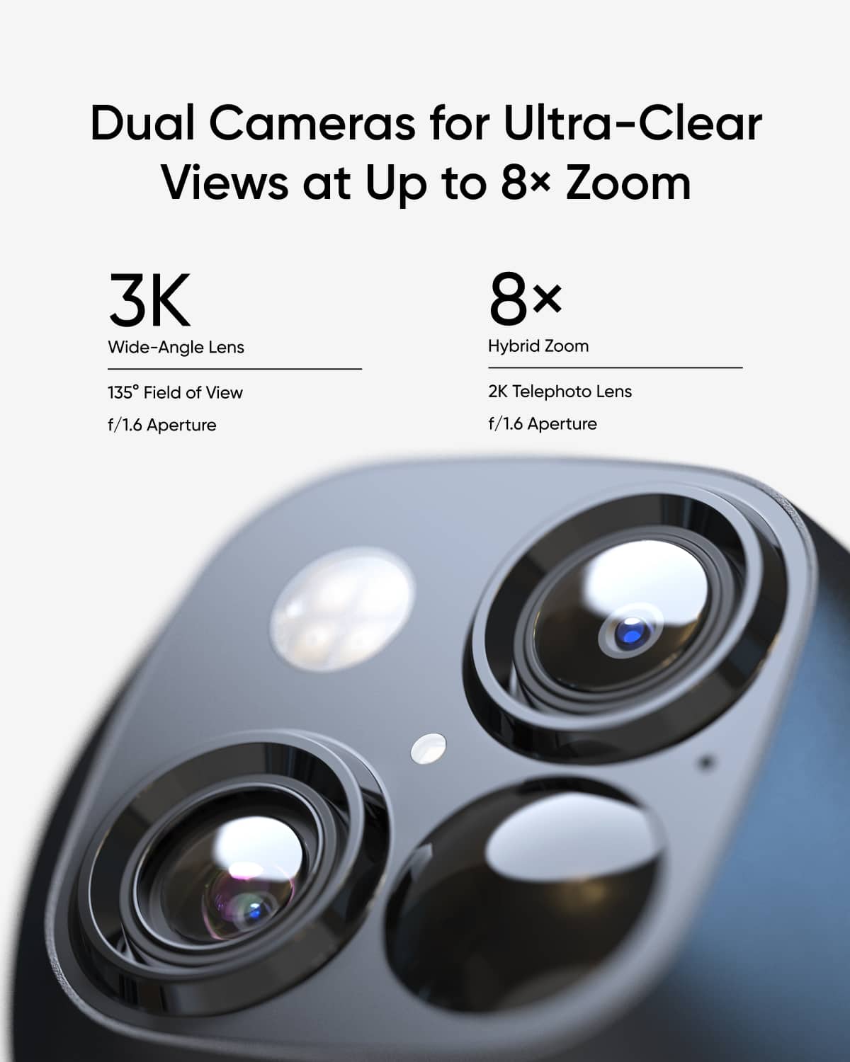 eufy - S340 Outdoor Solar Powered 3K PTZ Security Camera with Dual Lens - White