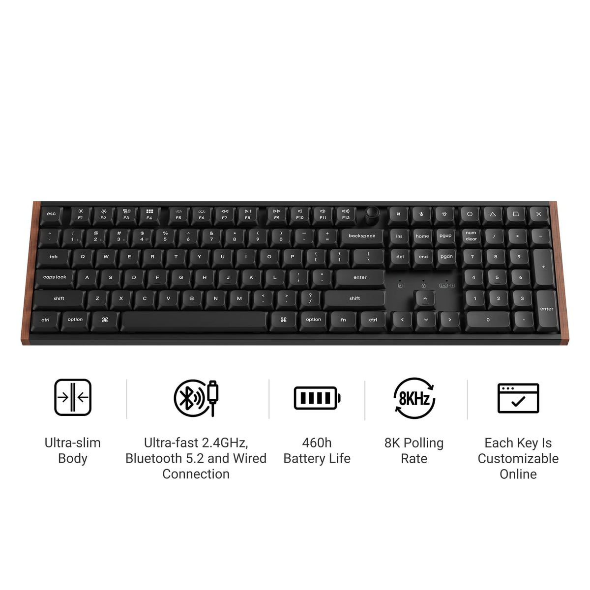 Keychron - K5 Ultra 8k 100% Custom POM Switch Mechanical Gaming Keyboard with Programmable ZMK Launcher Software - Black