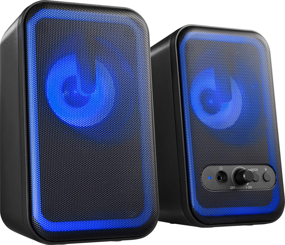 Insignia™ - 2.0 Bluetooth Computer Speakers with RGB Lighting (2-Piece) - Black