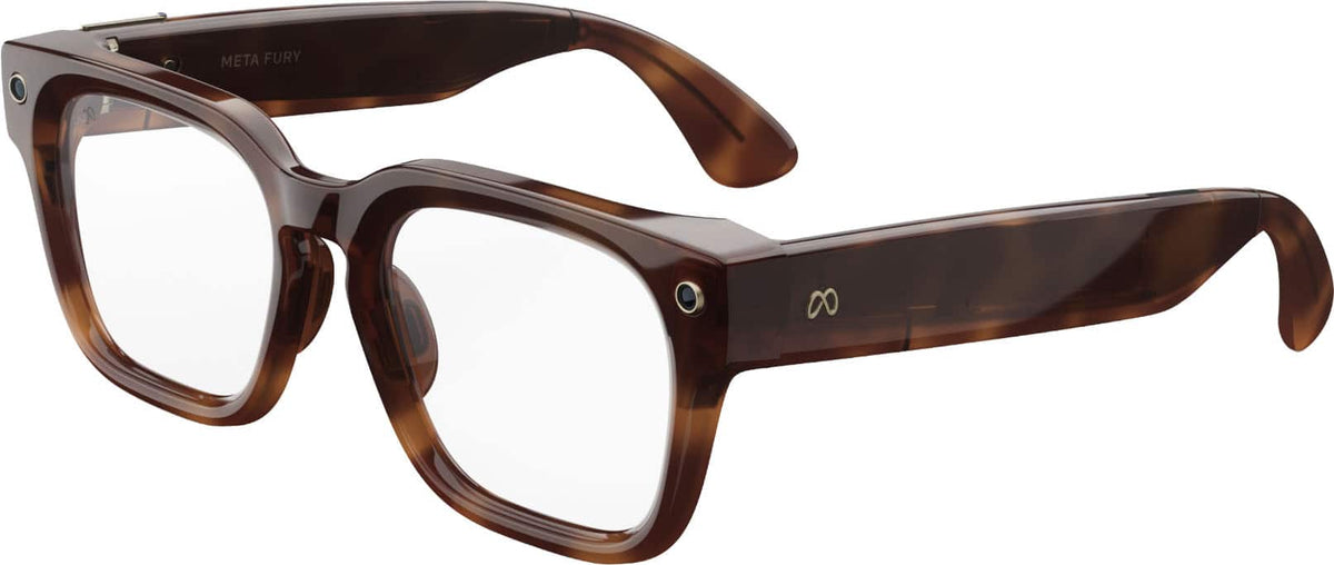Meta - Fury-AI Glasses-Smart Features like 12MP Camera, Live Translate-3K HD Resolution- 8+Hour Battery-Transitions Grey Lenses - Mahogany