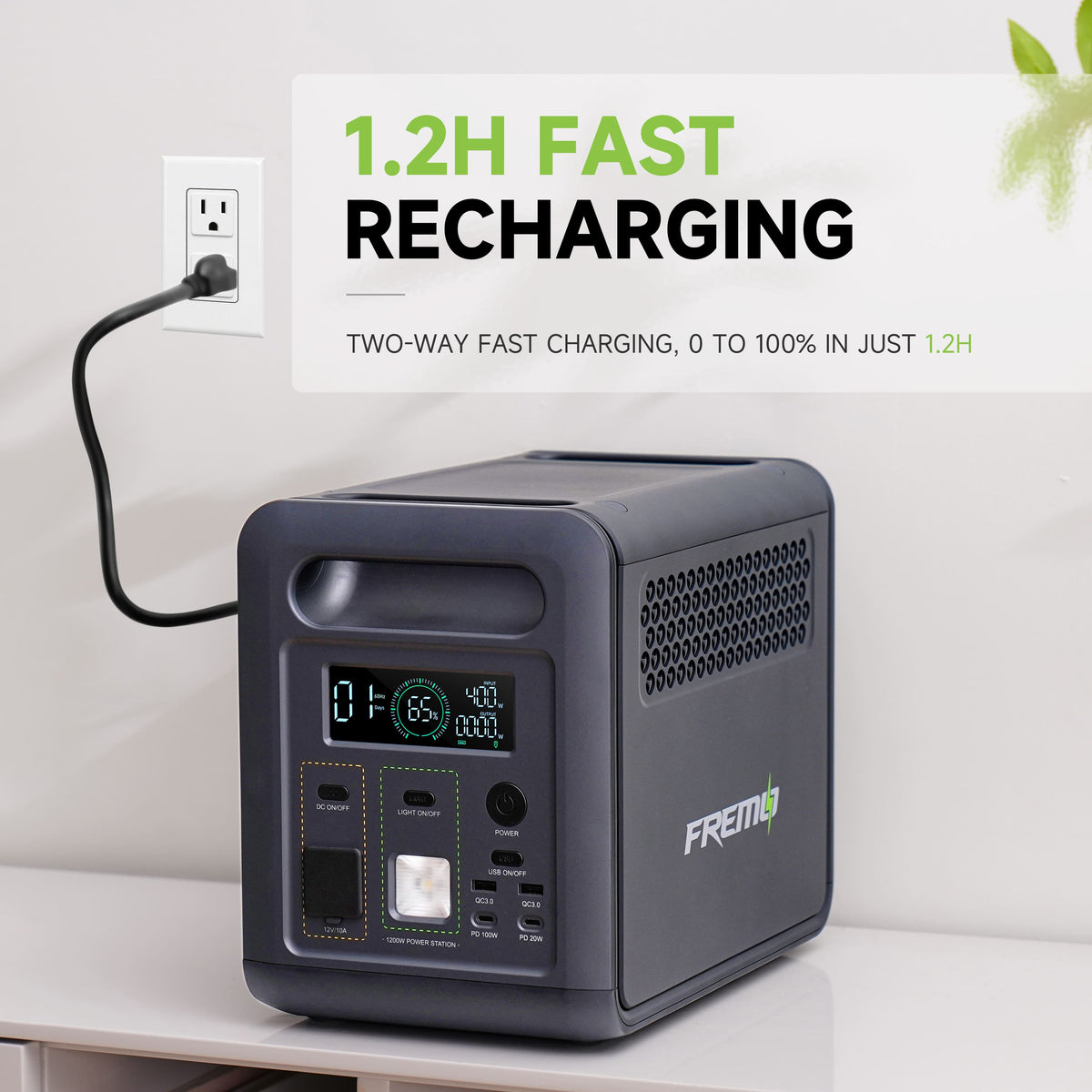 Fremo - X1200 Portable Power Station (1024 Wh Capacity) - Gray