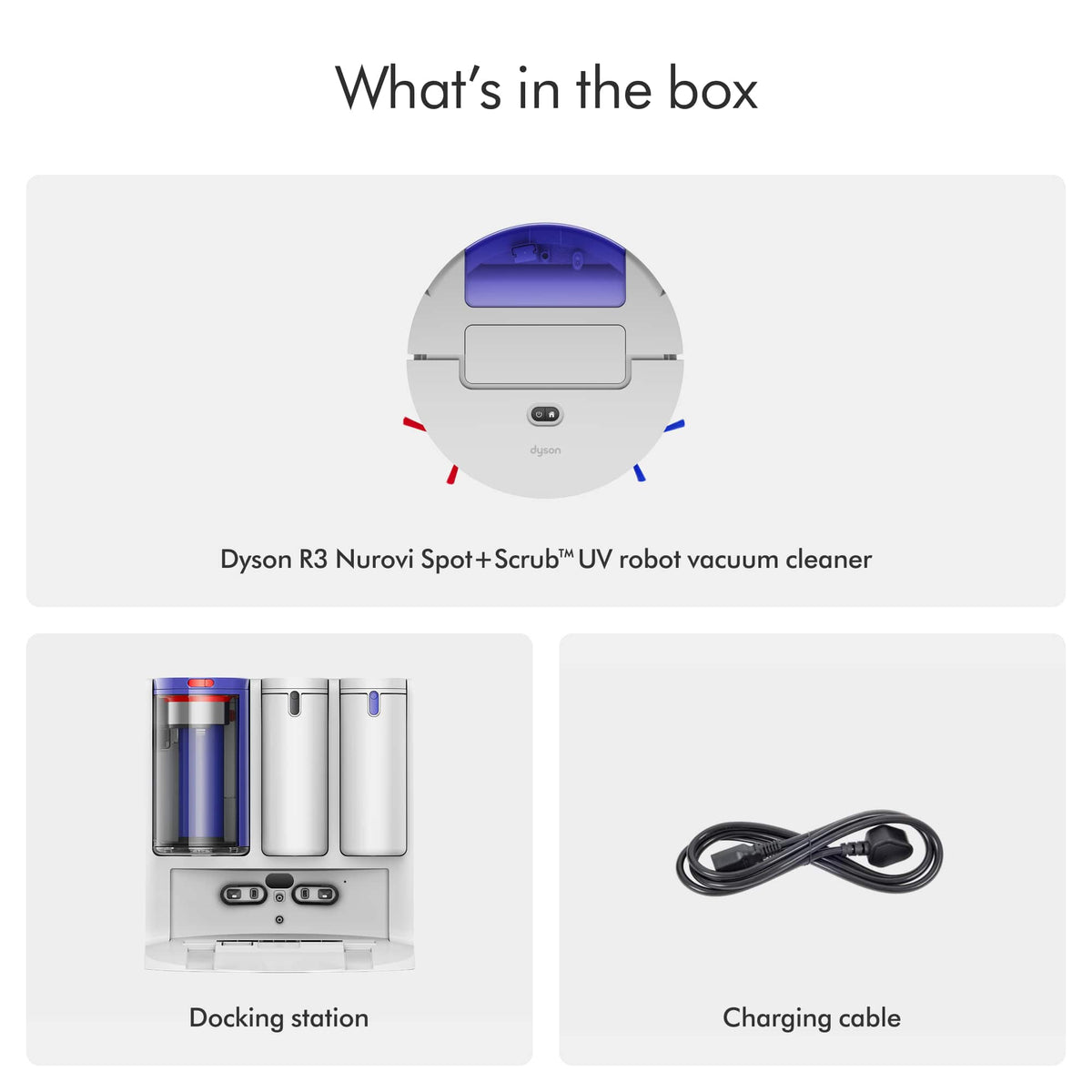 Dyson - R3 Nurovi Spot+Scrub UV Robot Vacuum - Silver/Vinca Blue