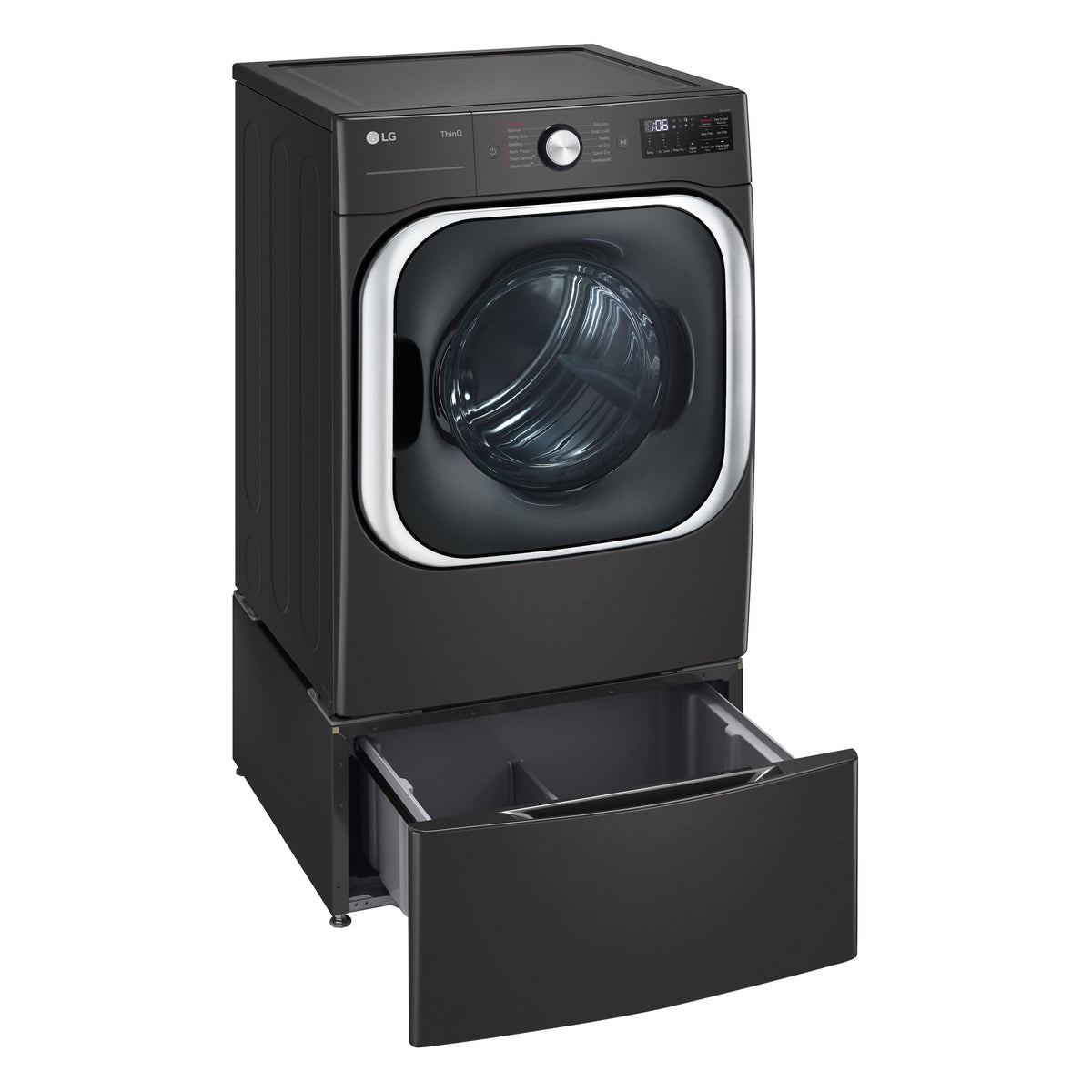 29-in Wide Laundry Pedestal with Storage Drawer for select LG Stackable Washers and Dryers - Black Steel
