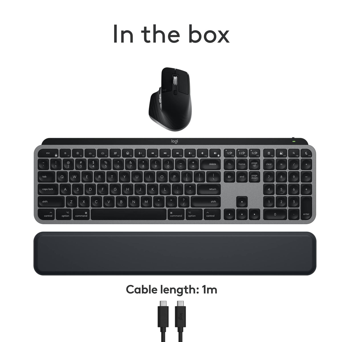 Logitech - MX Keys S Combo for Mac Full-size Wireless Scissor Keyboard and Mouse Bundle for MacBook, iMac, iPad with Palm-rest - Space Gray