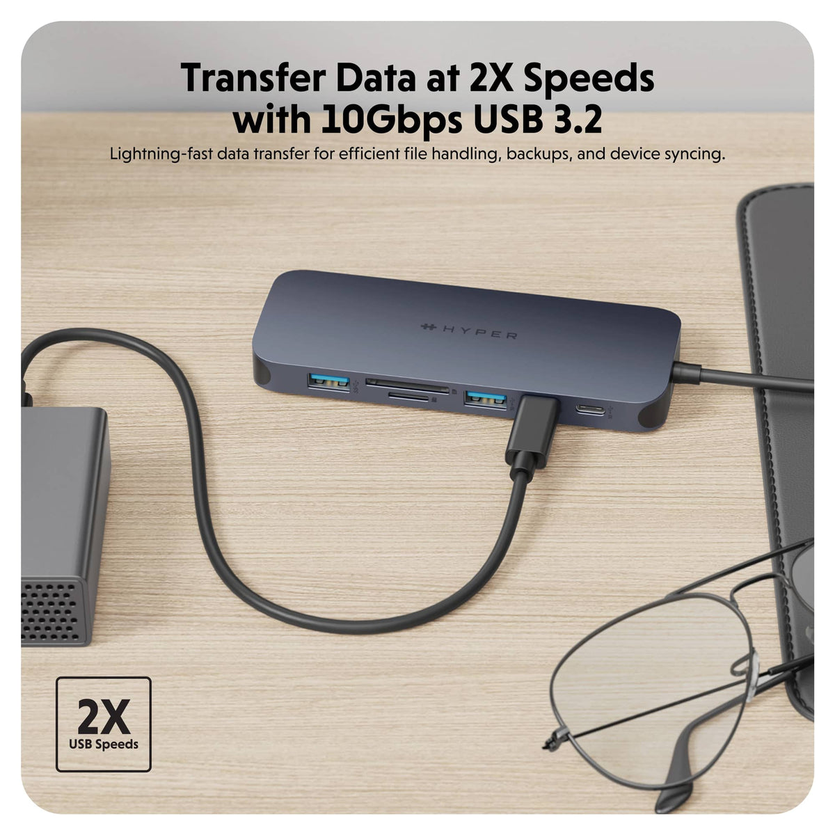 Hyper - HyperDrive Next​ 11 Port USB-C Hub, dual 4K HDMI, Ethernet, 2 USB-C, 2 USB-A, microSD/SD, travel dock for PC/Chromebook - Midnight Blue