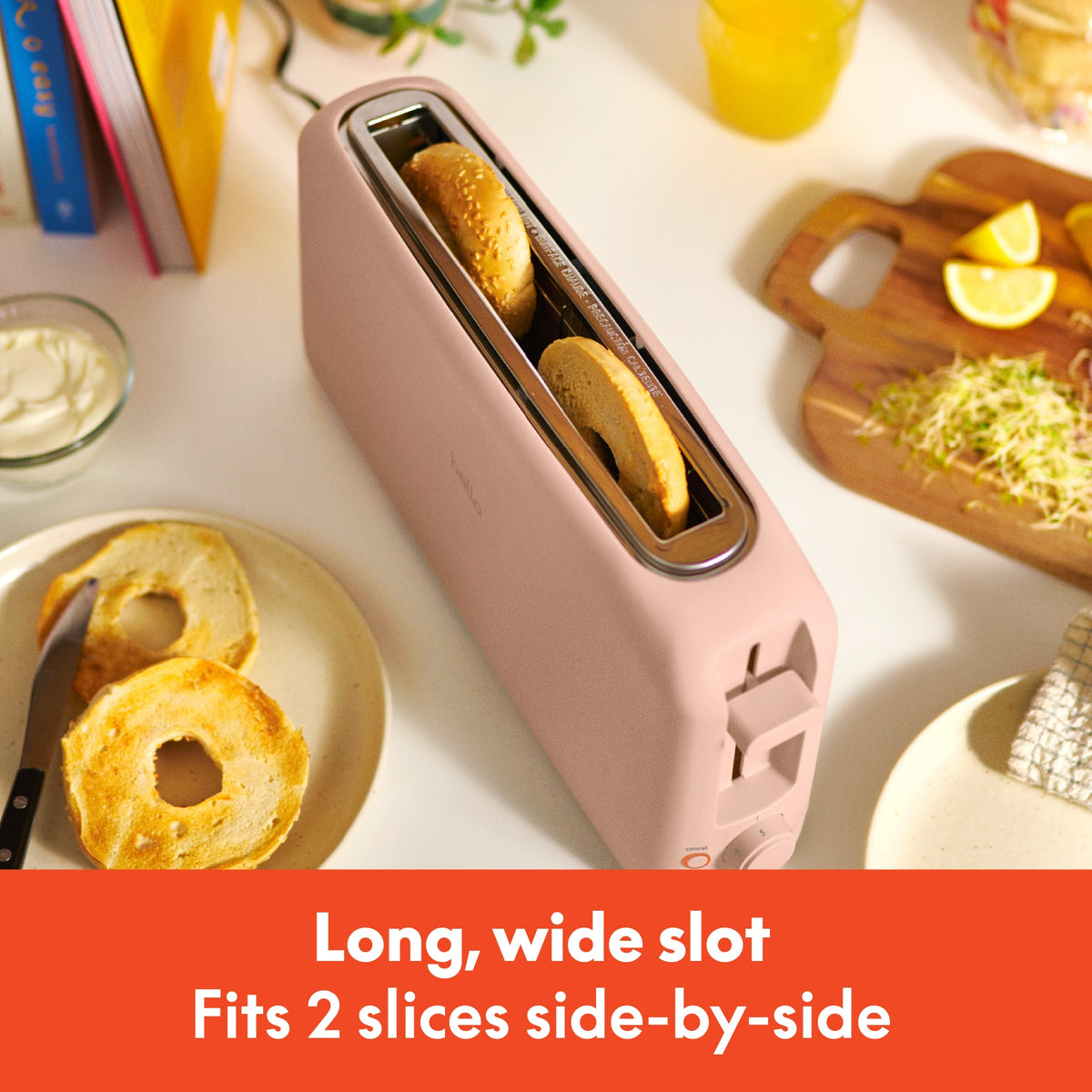 Bella - Fits-anywhere Kitchenware: 2-Slice Slim Toaster with Long Wide Slot - Blossom