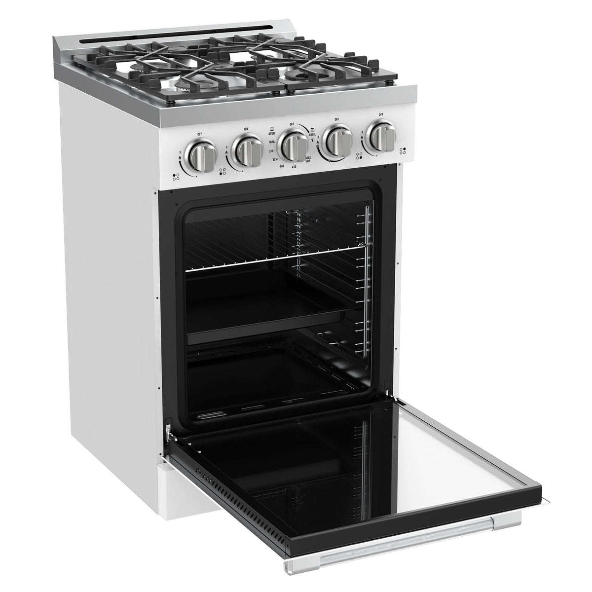 Unique Appliances - Off-Grid 24 in. 4-Burner Waist High Broiler Propane Range in White - White