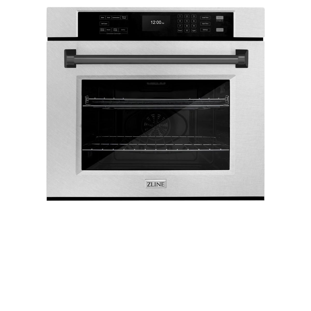 ZLINE - 30 in. Autograph Wall Oven w/ Air Fry w/ Black Handle - Satin Stainless Steel