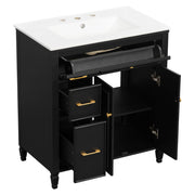 Freestanding Bathroom Vanity With Sink, Soft Close Door, Tip Out Drawer