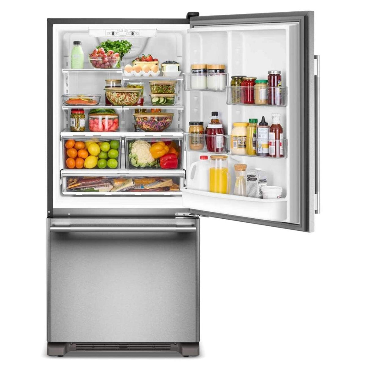 KitchenAid - 19 Cu. Ft. 30-Inch Standard-Depth Bottom Mount Refrigerator with Right Door Swing - Stainless Steel