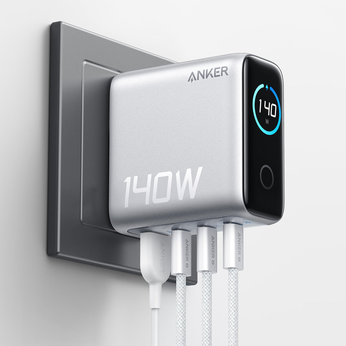 Anker - Laptop Charger (140W, 4-Port, PD 3.1) - Silver