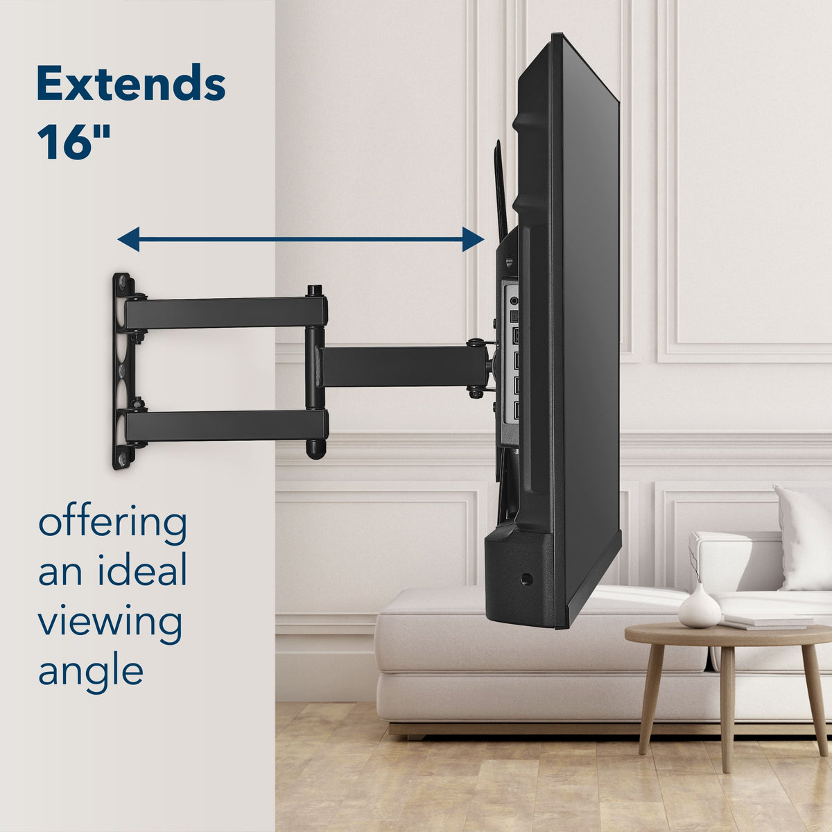 Insignia™ - Full-Motion TV Wall Mount for Most 19–55" TVs, Up to 65 lbs. — Extends 16" - Black