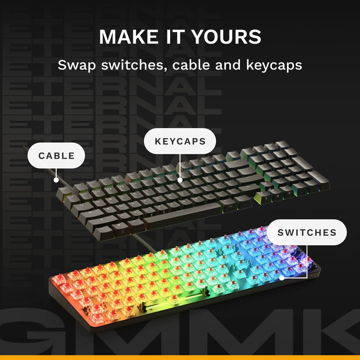 Glorious - GMMK Eternal 96% Wired Mechanical Keyboard - Black