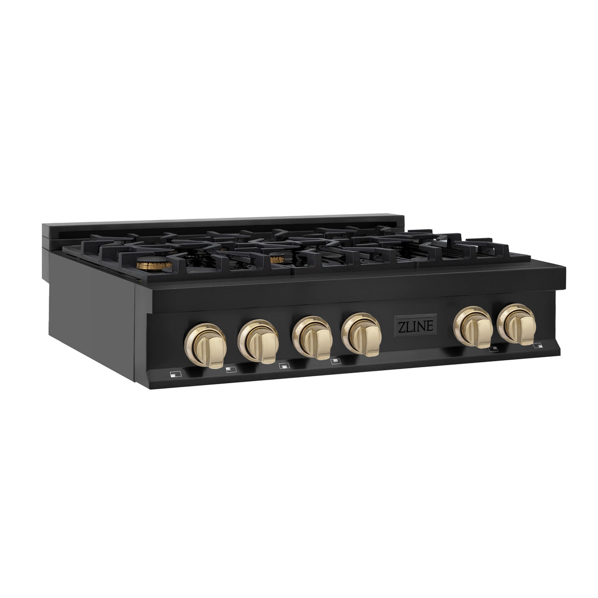 ZLINE - Autograph 36 in. Legacy Rangetop in Black Stainless Steel w/ Gold Accents - Black Stainless Steel