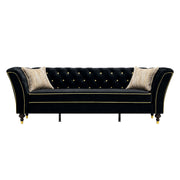 3 Person Sofa With Deep Seat, Tufted Backrest