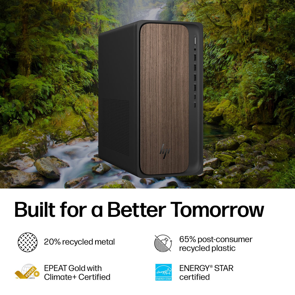 HP - OmniDesk Desktop - Intel Core Ultra 5 225 - 8GB DDR5 Memory - 512GB SSD - Dark Wood
