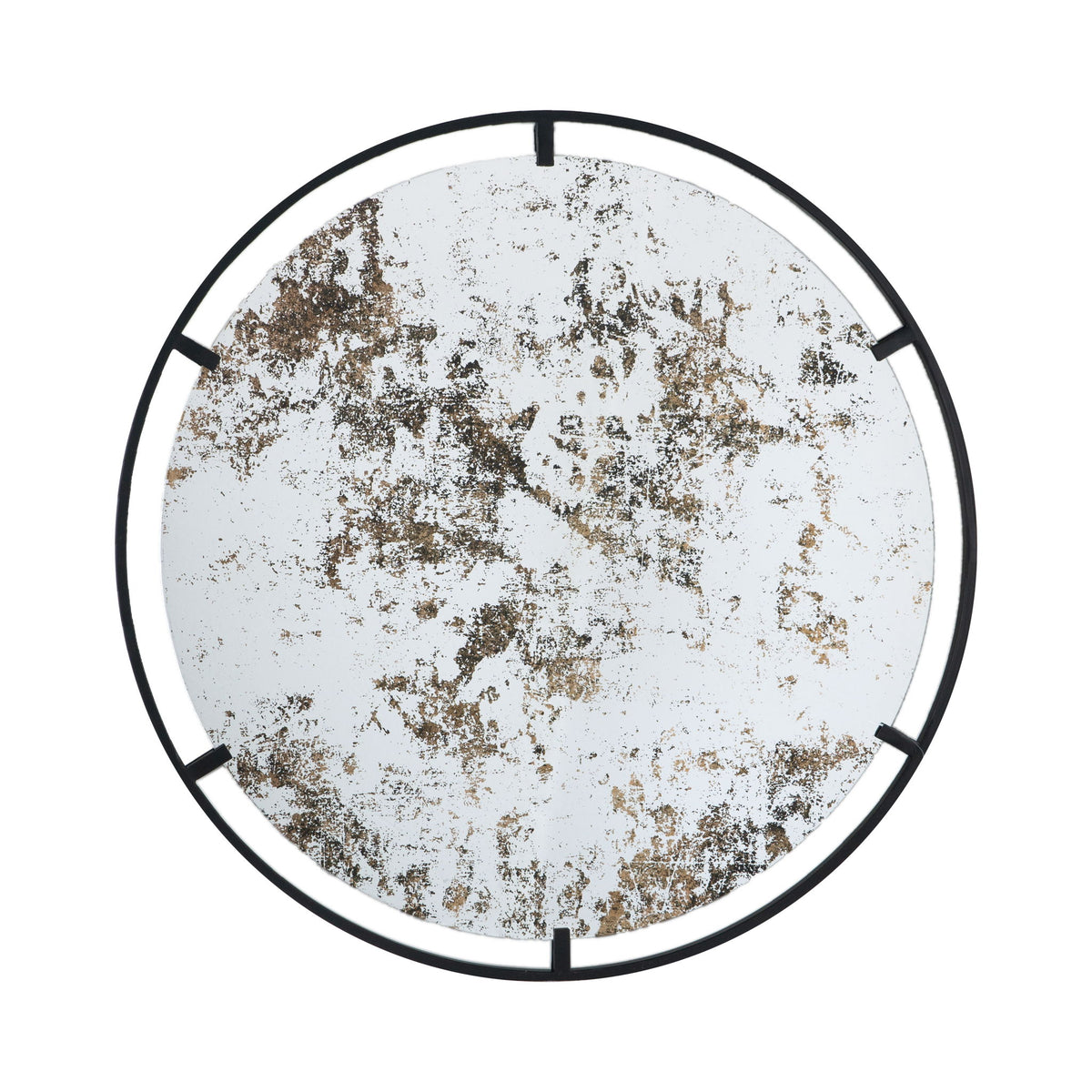 Theodor - Mirror With Industrial Design Round Mirror With Metal Frame For Wall Decor & Entryway Console Lean Against Wall - Black