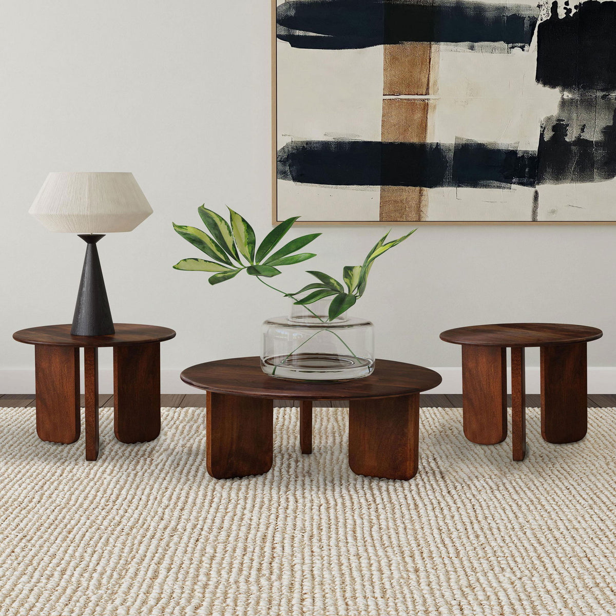 Columbo - 3 Piece Coffee And End Table Set With Round Tops - Brown