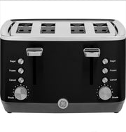 GE - 4-Slice Toaster with 7 Shade Settings and Extra Wide Slots - Onyx Black