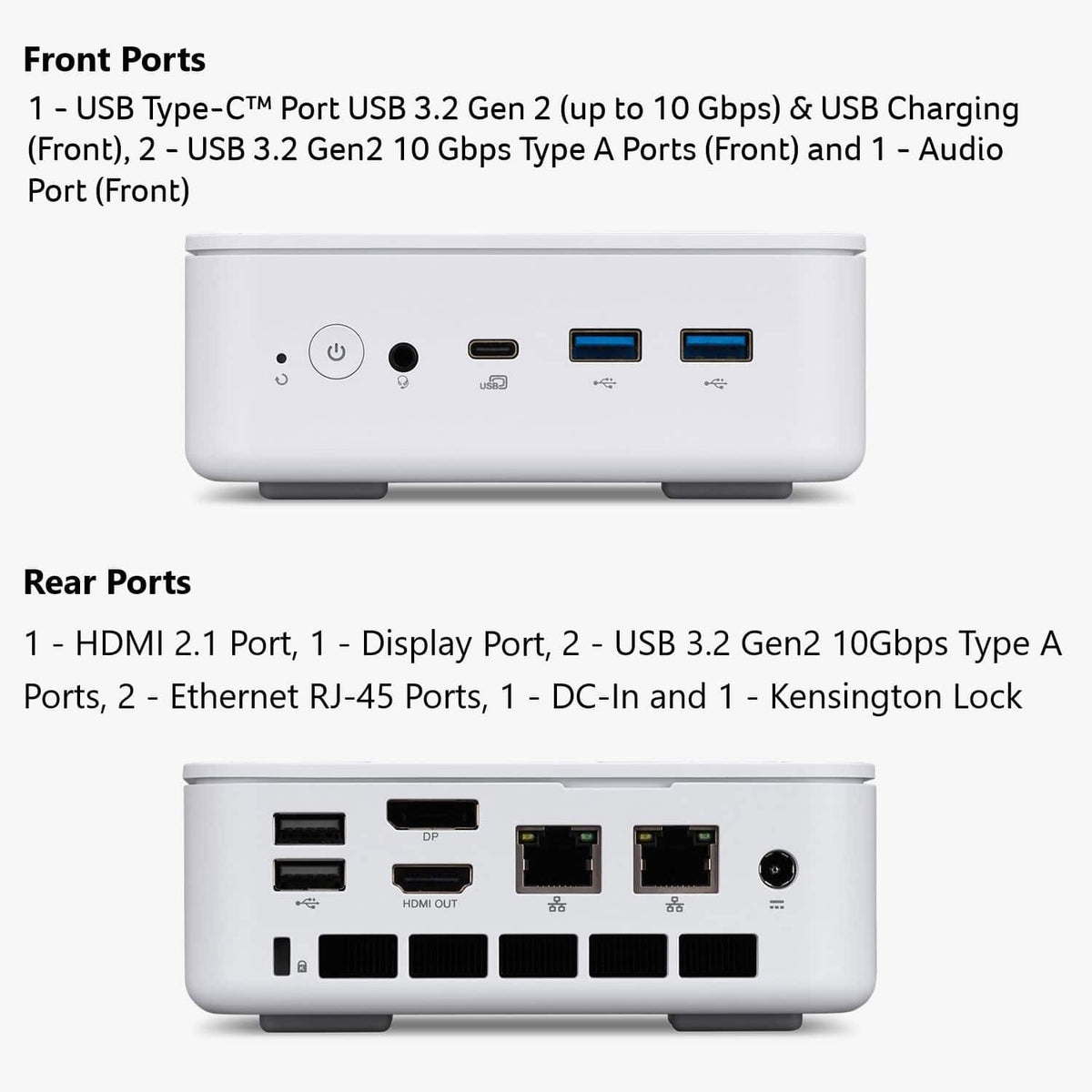 Acer - Revo Box RB102-13N0U-UB30 Mini PC Desktop - Intel Processor N150 2025 - 8GB DDR4 Memory - 512GB Storage - White