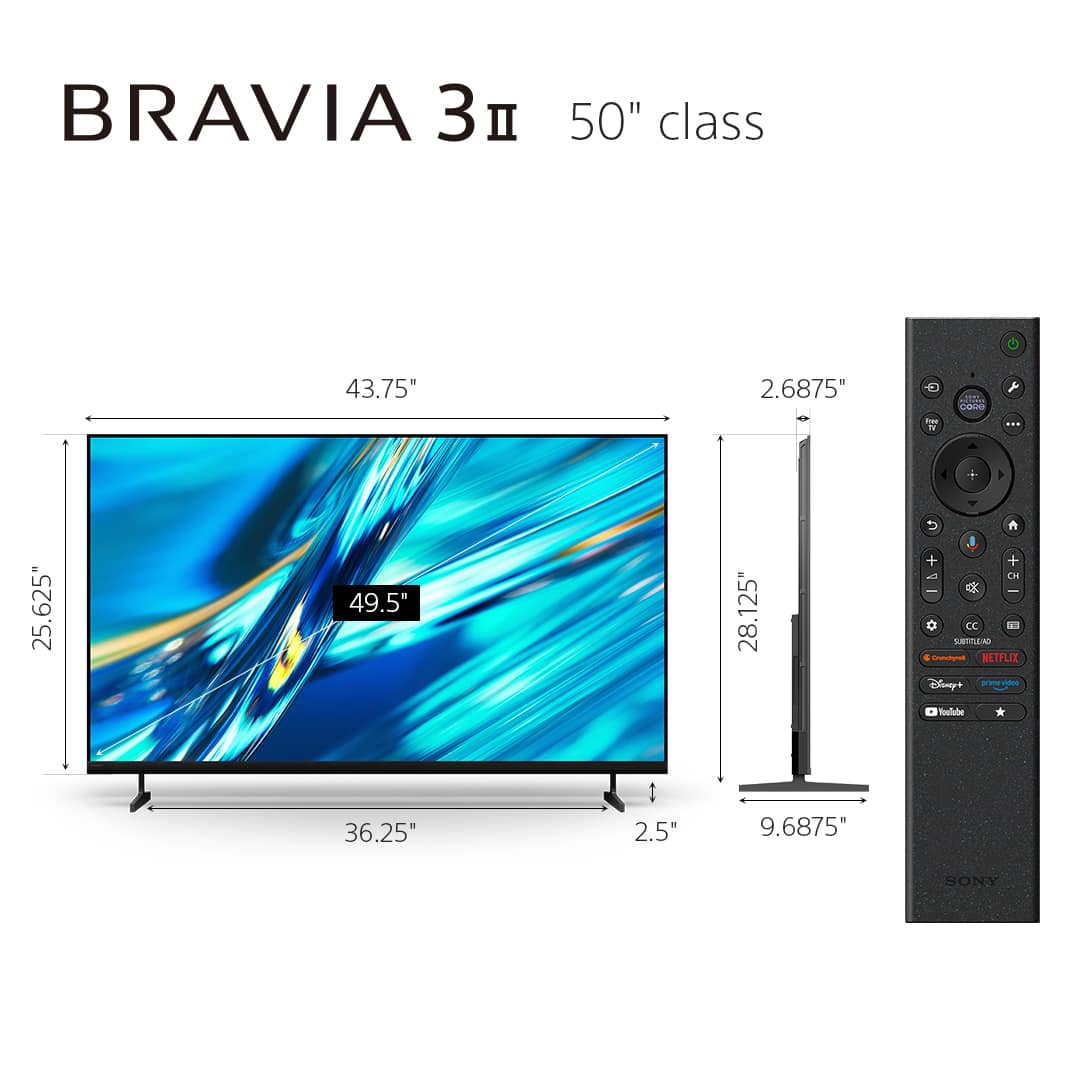 Sony - 50" class BRAVIA 3 II 4K HDR LED Google TV with Gemini (2026)