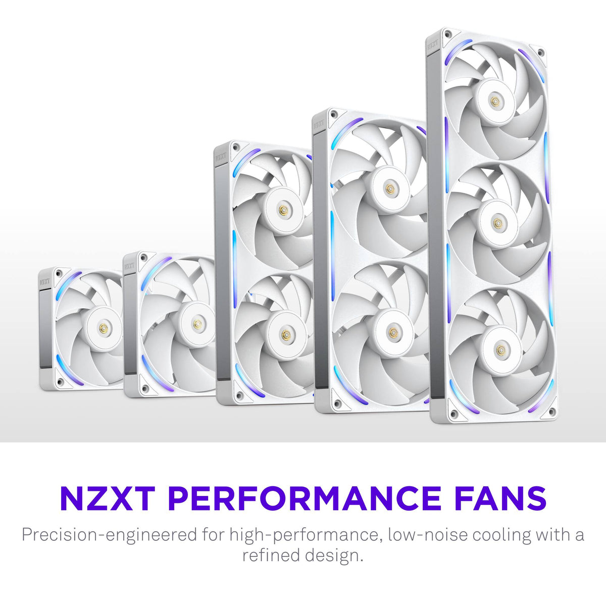 NZXT - F120X Performance Fan - 120mm PWM RGB Computer Case Fan with LCP Frame & Blades - White