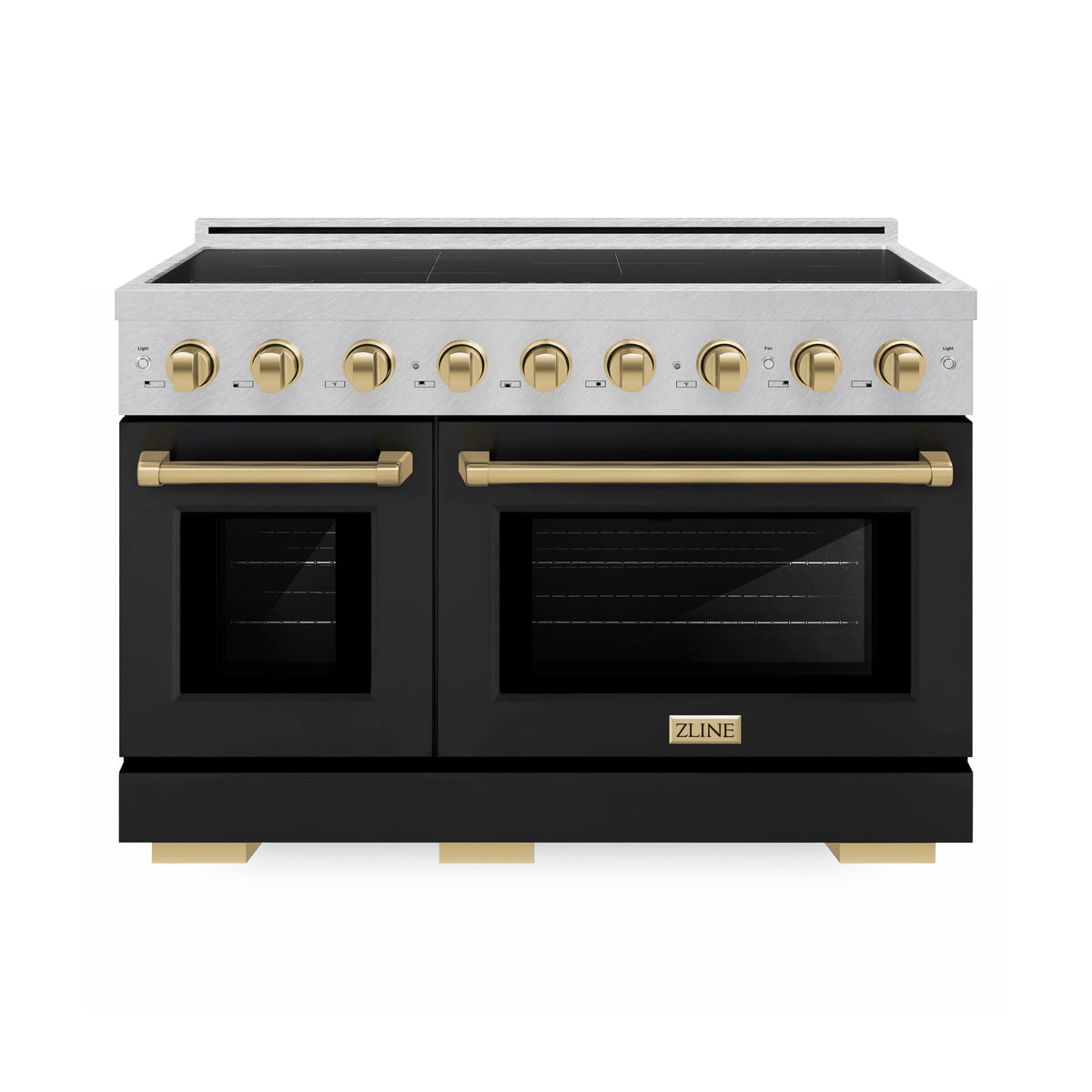 ZLINE - Autograph 48 in. 6.7 cu. ft. Paramount Freestanding Induction Range in Satin Steel with Black Doors and Bronze Accents - Matte Black