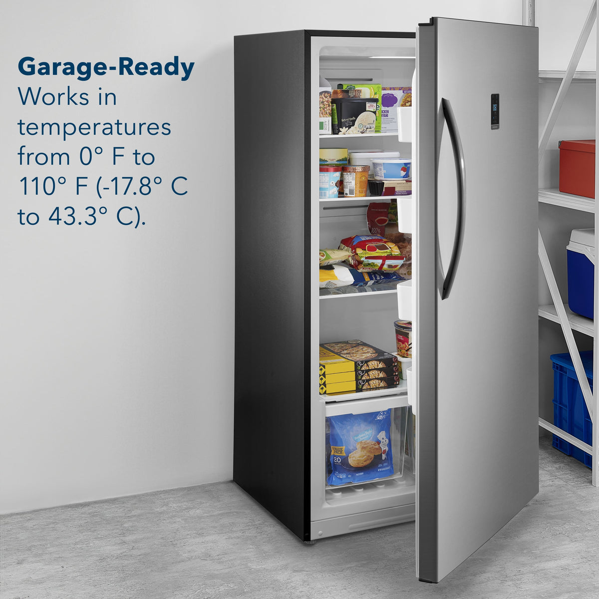 Insignia™ - 17 Cu. Ft. Garage Ready Convertible Upright Freezer with ENERGY STAR Certification - Stainless Steel