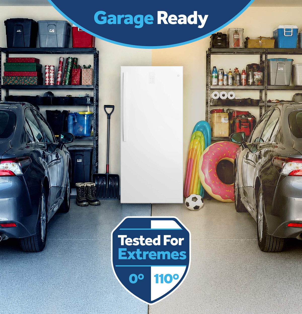 GE - 14.3 Cu. Ft. Garage Ready Convertible Upright Freezer - White