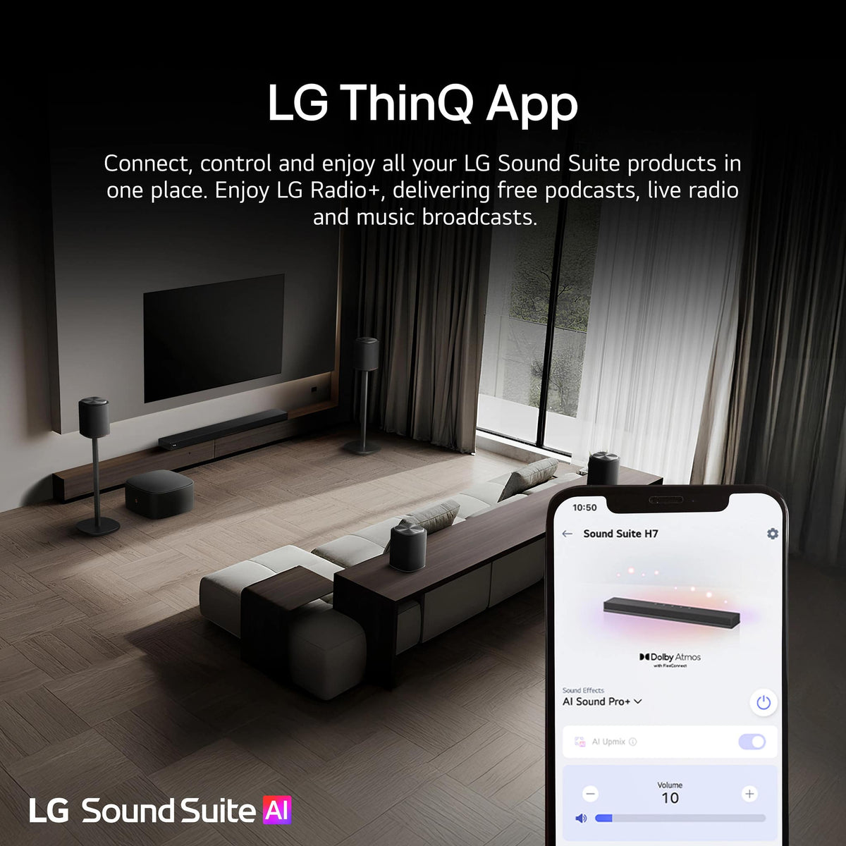 LG - Sound Suite M5 Wireless Spatial Speaker with Wi-Fi and Apple Airplay 2 - Black