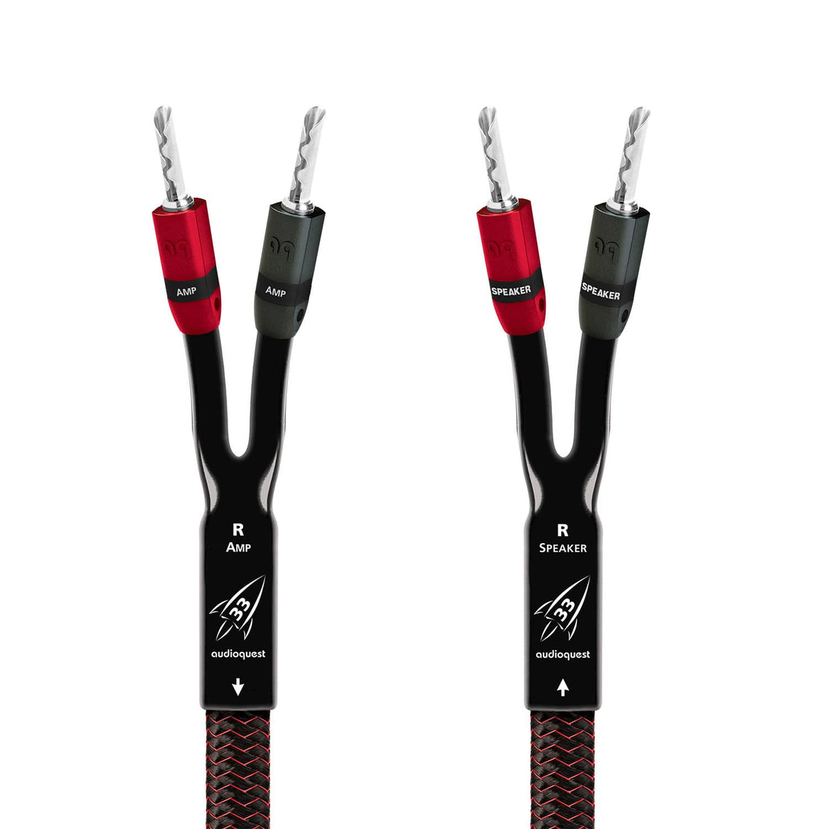 AudioQuest - Rocket 33 10' Speaker Cable with Banana > Banana SureGrip 300 Connectors - Red on Black