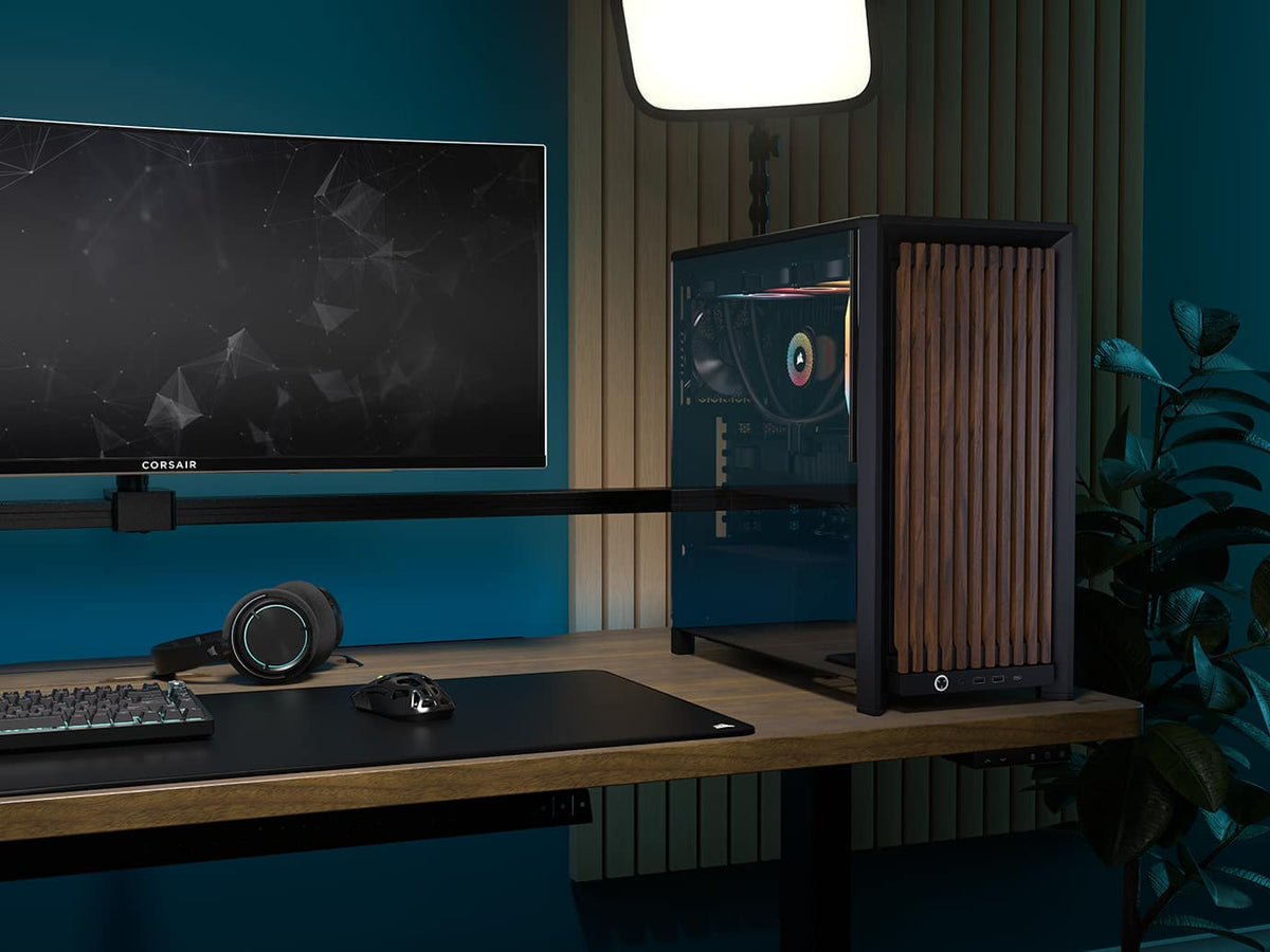 CORSAIR - FRAME 4000D WOOD RS Modular High Airflow Mid-Tower PC Case - Black & Walnut