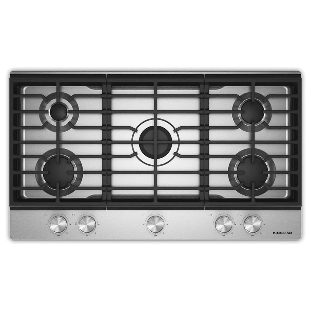 KitchenAid 36 in. Gas Cooktop with 5 Versatile Burners - Stainless Steel