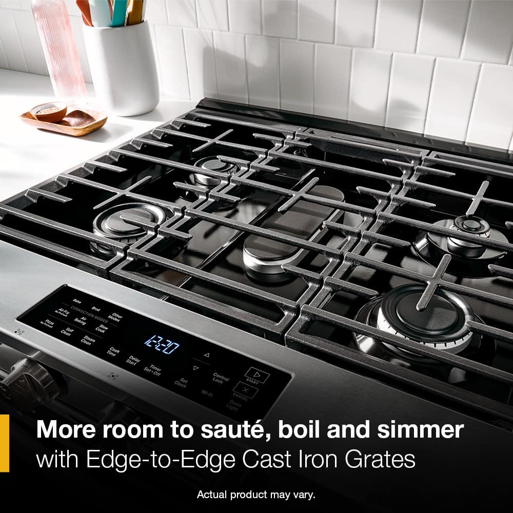Whirlpool - 30 in. Wide 4 burners 5.0 cu. ft. Freestanding Slide-In Gas Range with No Preheat and Slow Cook Modes - Stainless Steel