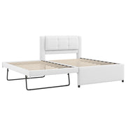 Cama tapizada tipo plataforma con cama nido multifuncional
