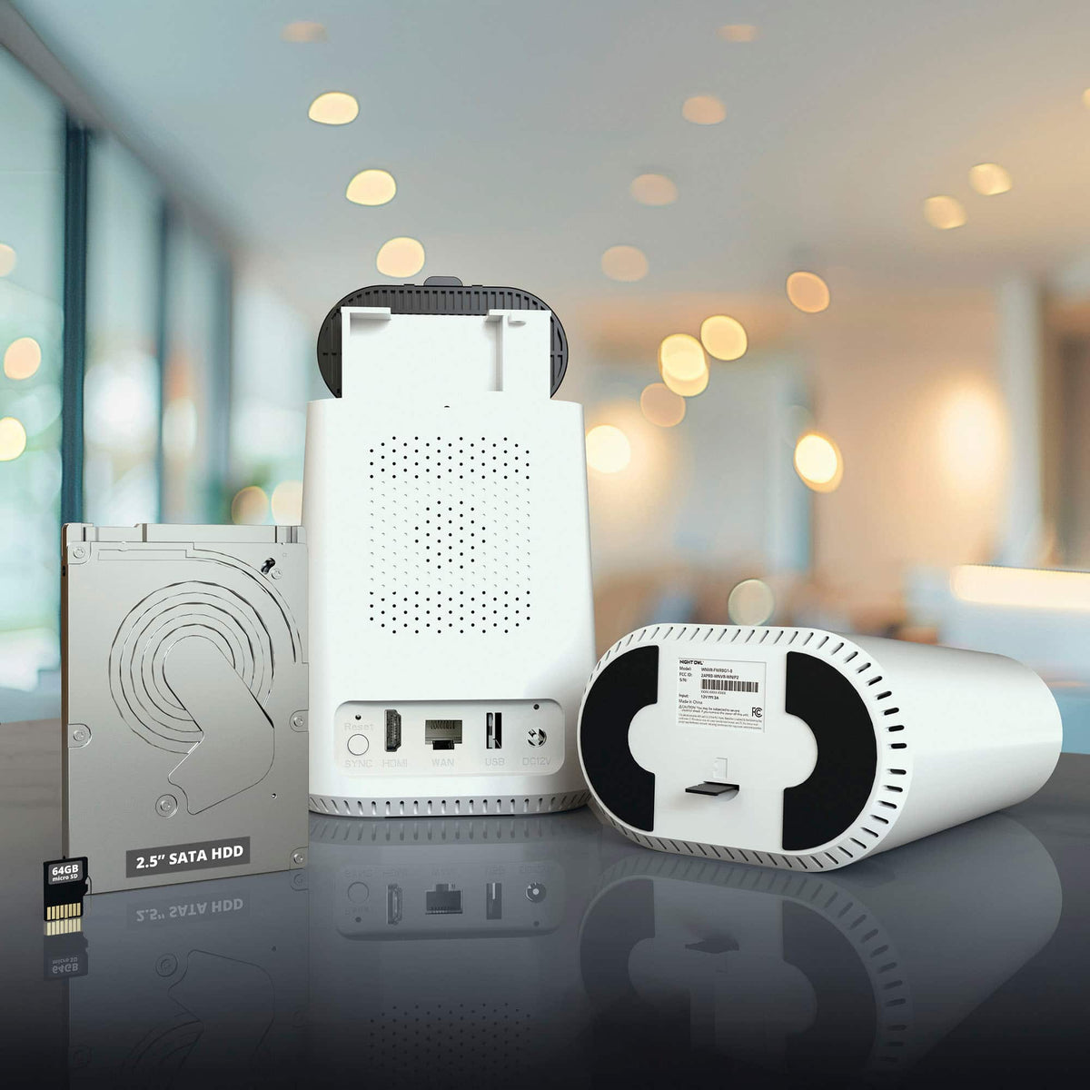 Night Owl - 8-Channel, 4-Camera Indoor/Outdoor Plug-In Wi-Fi IP 4K 64GB Security System - White