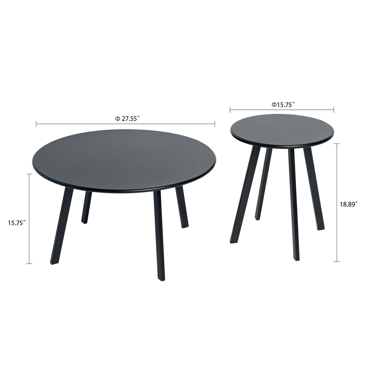 Mesa de centro nido redonda (juego de 2) - Negro