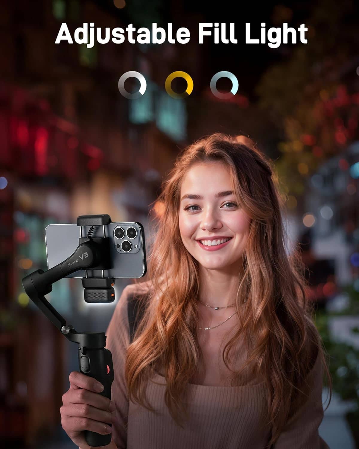 Hohem - iSteady V3 3-Axis Gimbal Stabilizer for Smartphone w/ AI Tracking, Detachable Remote, Extendable Pole, & Magnetic Light - Black