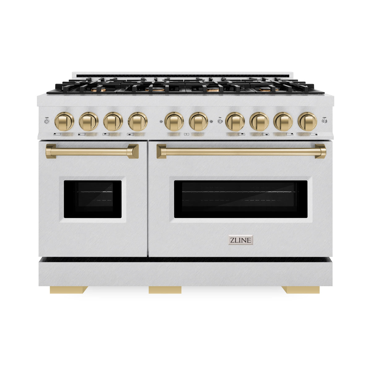 ZLINE - 48 in. Wide 8 Burner Autograph Classic Dual Fuel Satin Steel Range with  Bronze Accents (CDRSZ-48-CB) - Stainless Steel