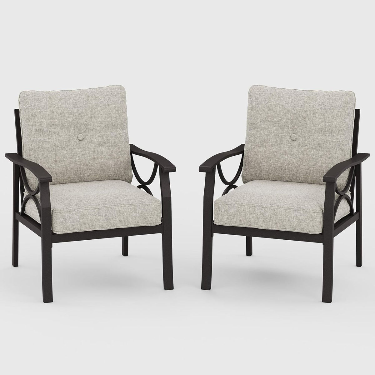 Sillones para todo tipo de clima con cojines, diseño escultural moderno (juego de 2)