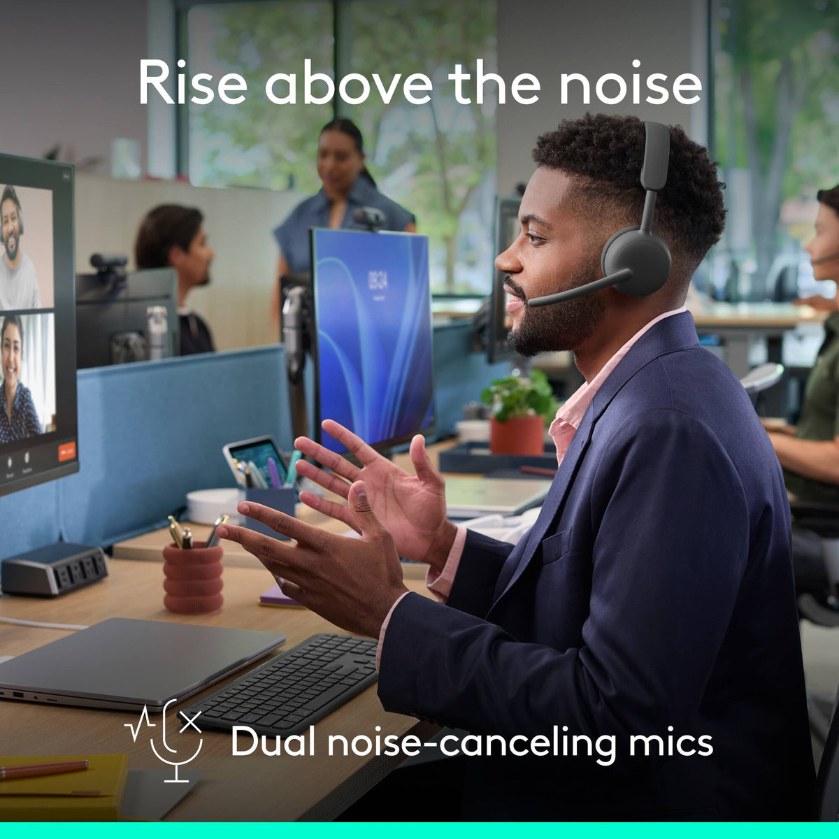Logitech - Zone Wireless 2 ES Noise Cancelling Headset for Business UC Version with Receiver - Graphite