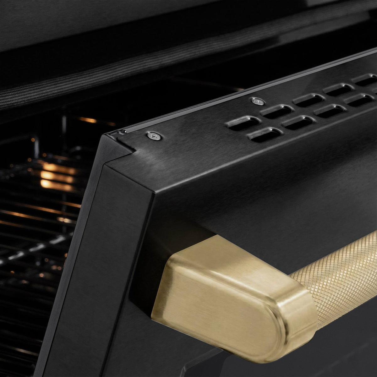 ZLINE - 36 in. Wide 5 Elements Autograph 5.2 cu. ft. Paramount Freestanding Induction Range in Black Steel & Bronze Helix Handle - Stainless Steel