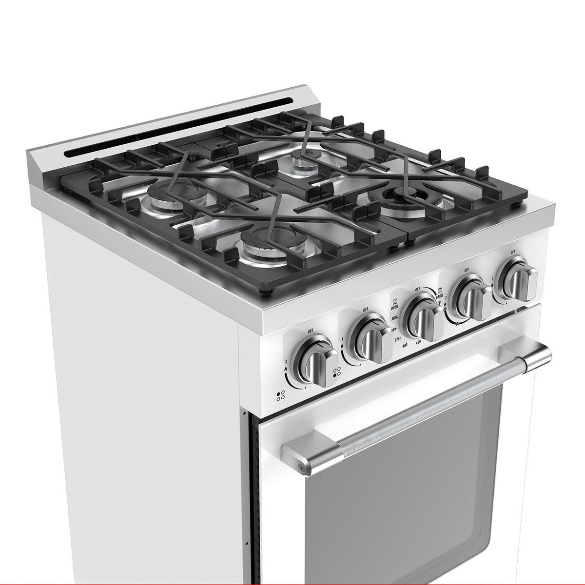 Unique Appliances - Off-Grid 24 in. 4-Burner Waist High Broiler Propane Range in White - White