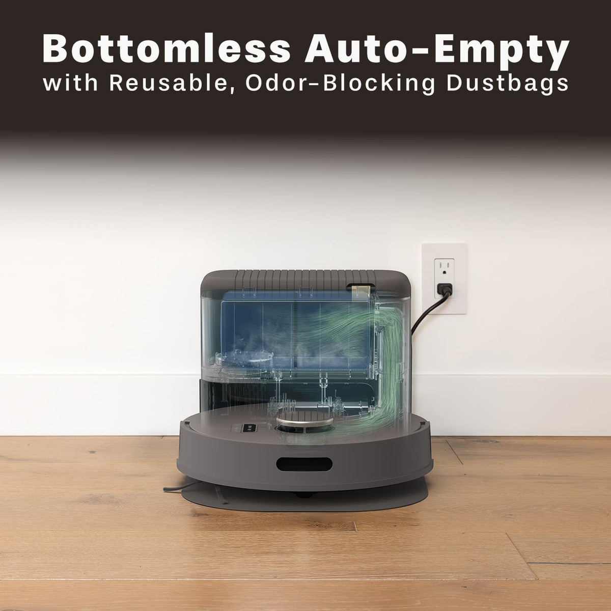 bObsweep - Bio Self-Empty Robot Vacuum & Mop w. 100-Day Dock, Reusable Activated Charcoal Odor Filtration Bags, Made of Bio-Plastic - Riverstone