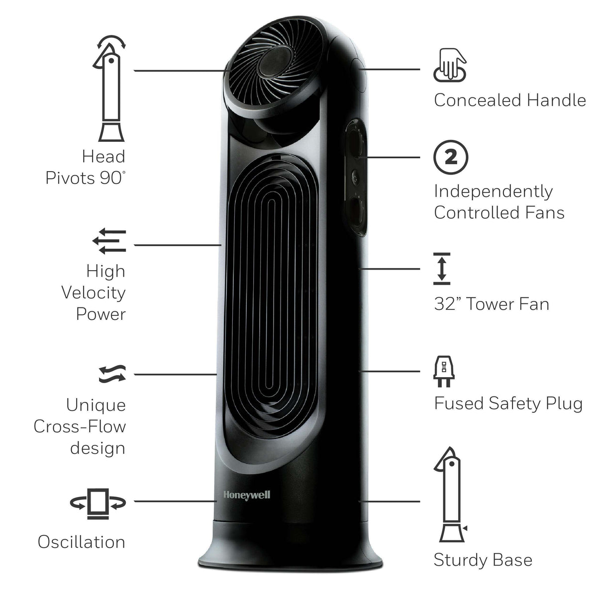 Honeywell - TurboForce Tower Fan - Black
